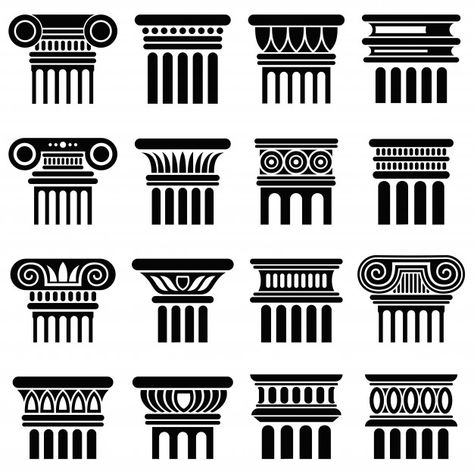 Ancient rome architecture column vector icons Premium Vector 2023 Journaling, Ancient Rome Architecture, Architecture Columns, Rome Architecture, Pola Tato, Egiptul Antic, Greek Columns, Greek Architecture, Ancient Greek Art