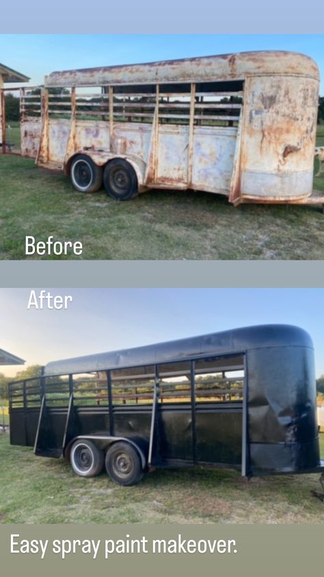 This is kinda just a view on what your old rusted white horse trailer make look like painted black. Painting Horse Trailer, Black Horse Trailer, Trailer Redo, Trailer Makeover, Painting Horse, Farm Lifestyle, Horse Trailer, Black Horse, White Horse