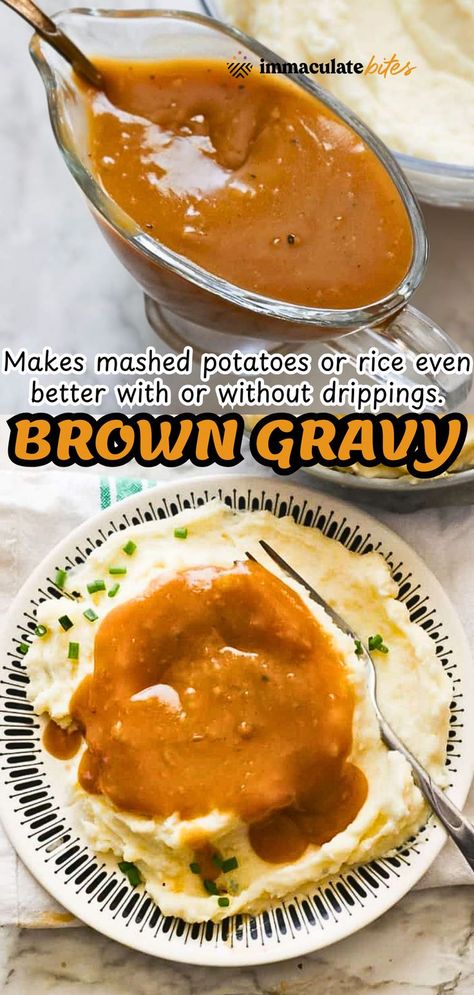 Wanna know my holiday gravy hack? This easy brown gravy is like liquid gold – silky, rich, and mind-blowingly simple. In just 10 minutes, you'll transform boring sides into showstoppers. Imagine a sauce so smooth it'll make your family think you've been secretly training with a chef. Drippings or not, this gravy is your secret weapon for instant culinary magic! Brown Gravy Powder Recipe, Brown Gravy With Drippings, Brown Gravy Recipe Easy With Drippings, Brown Gravy Recipe With Drippings, Gravy Powder Recipe, How To Make Gravy With Flour, How To Make Brown Gravy, Recipe For Brown Gravy, Diy Brown Gravy