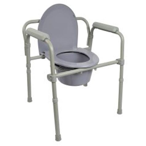 COMMODE, FOLDING STEEL FRAME 350LBS - Walmart.com Commode Toilet Design, Bedside Commode, Commode Chair, Bathroom Safety, Back Bar, Portable Toilet, Toilet Seat, Folding Chair, Medical Supplies