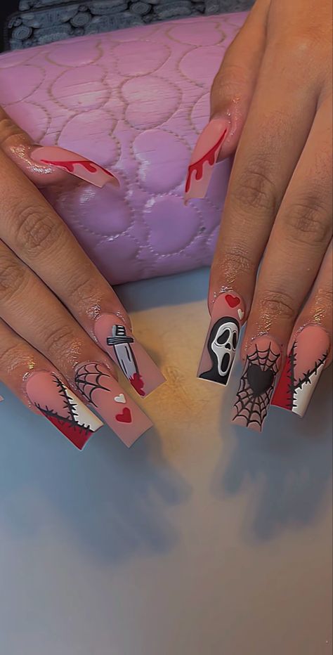 Nail Art Designs 2023, Halloween Nail Art Ideas, Nail Art Halloween, Spring Nails Ideas, Holloween Nails, Halloween Acrylic Nails, Hard Nails, Diy Acrylic Nails, Nails Aesthetic