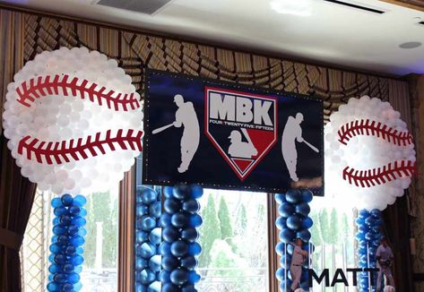 Party Decor Gallery · Balloon Artistry Logo Backdrop, Bar Mitzvah Themes, Sports Ideas, Spring Art Projects, Space Theme Party, Baseball Decor, Personalized Party Decor, Balloon Ideas, Baseball Theme