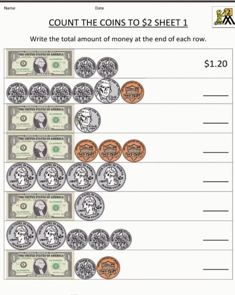 Counting Coins Worksheet, Counting Money Worksheets, Money Math Worksheets, Learning Money, Teaching Money, 3rd Grade Math Worksheets, Money Math, Money Worksheets, Homeschool Worksheets