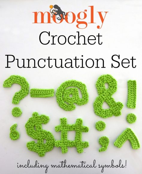 Crochet Question Mark, Crochet Numbers Pattern Free, Moogly Crochet, Crochet Numbers, Math Symbols, Crochet Alphabet, Crochet Letters, Crochet Embellishments, Uppercase Alphabet