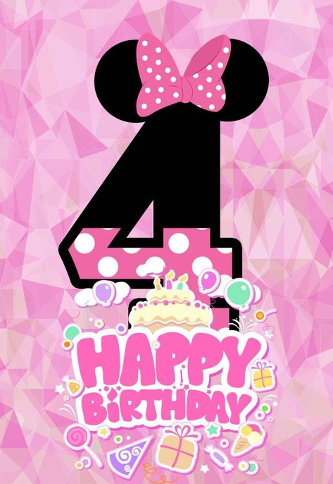 Minnie Mouse Printables, Minnie Mouse Stickers, Printable Birthday Cards, Old Birthday Cards, Happy 7th Birthday, Happy 4th Birthday, Free Printable Cards, Girl Birthday Cards, Birthday Card Printable