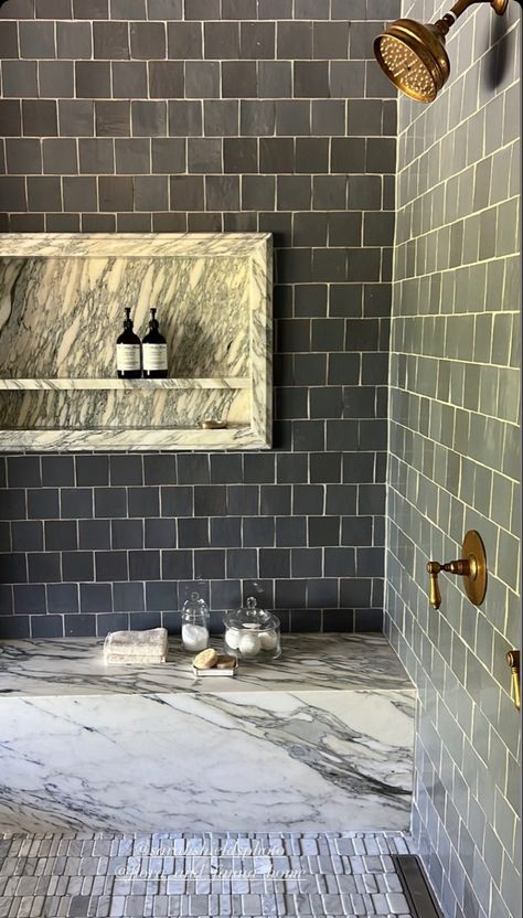 whittney parkinson design Dark Romantic Bathroom, Whittney Parkinson Design, Dramatic Marble, Whittney Parkinson, Bathroom Design Inspiration, Zellige Tile, Boys Bathroom, Tile Inspiration, Construction Projects