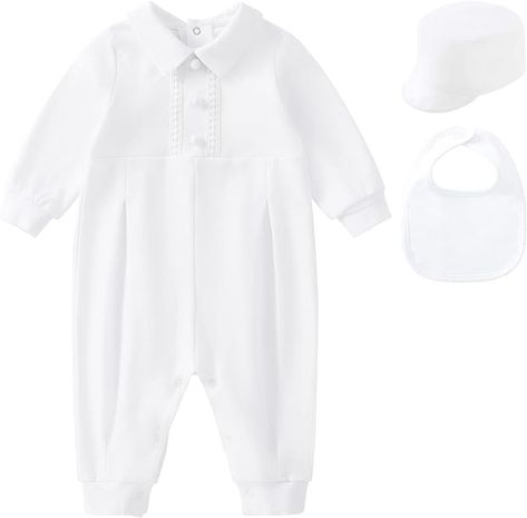 Amazon.com: pureborn Unisex Baby Jumpsuit Infant Boys Girls Cotton Spring Fall Romper One-Piece Coverall Baptism Outfit White 0-24 Months: Clothing, Shoes & Jewelry Fall Romper, Baby Boy Baptism Outfit, Boy Baptism Outfit, Baby Boy Baptism, Baptism Outfit, Infant Boys, Boy Baptism, Outfit White, Baby Jumpsuit