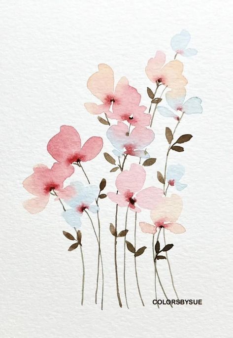 watercolor flowers paitning | If you’re a beginner painter, seeing complex paintings all over social media can be a bit intimidating. When you’re just starting out painting, it’s nice to focus on simpler paintings to start out.But just because a painting is simple, doesn’t mean it can’t be gorgeous!If you’re wondering what painting to try next, you’re in the right place. Simple Painting Ideas For Beginners, Simple Watercolor Flowers, Simple Painting Ideas, Wildflower Paintings, Painting Ideas For Beginners, Watercolor Flowers Tutorial, Watercolor Tulips, Simple Painting, Minimalist Watercolor