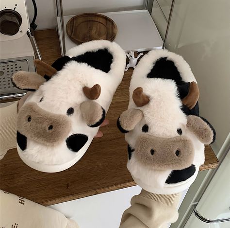 Go check out these cow slippers! But we don’t just have cow slippers, we have many other ones that will fit your desire. Use the link to our shop. You won’t regret it. Cow Slippers, Student Bedroom, Cow House, Plush Shoes, Funny Shoes, Embroidered Slippers, Fluffy Cows, Animal Slippers, Cartoon Cow