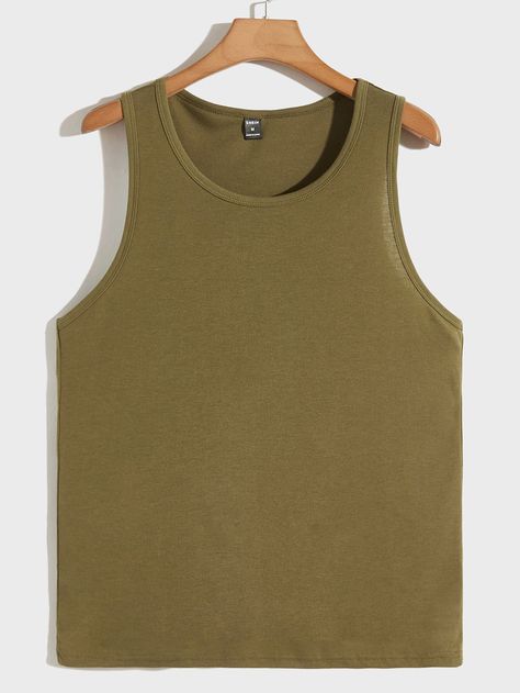 SHEIN Men Solid Tank Top Shein Men, Solid Tank Tops, Men Tops, Green Tops, Workout Tank Tops, Summer Tops, Amazing Products, Mens Summer, Mens Tank Tops