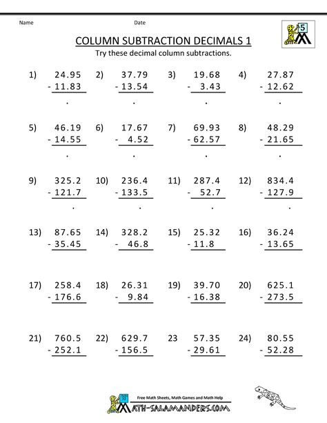 5th-grade-math-practice-column-subtraction-decimals-1.gif (1000×1294) Decimal Multiplication Worksheet, Decimal Worksheets 5th Grades, Decimal Addition And Subtraction, Subtracting Decimals Worksheet, 5th Grade Math Worksheets, Subtract Decimals, Printable Multiplication Worksheets, 5th Grade Worksheets, Decimals Worksheets