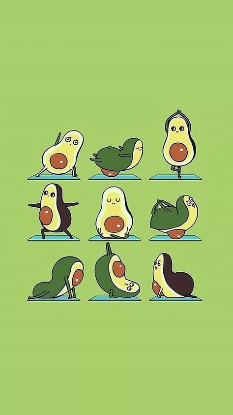 Avocado Cartoon, Avocado Art, Cute Avocado, Funny Illustration, Yoga Art, Cute Cartoon Drawings, Jolie Photo, Kawaii Drawings, Cute Doodles