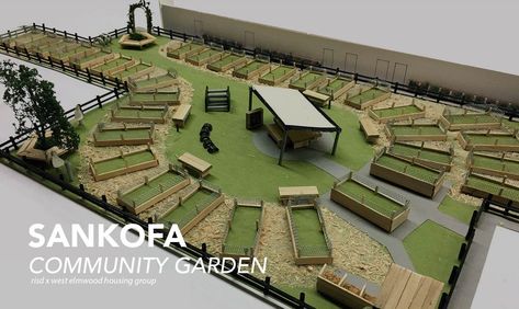 Sankofa Community Garden Design :: Behance Community Garden Design, Garden Planning Layout, Garden Decoration Ideas, Hillside Landscaping, Community Garden, Patio Garden Design, Building A Pool, School Garden, Garden Pictures