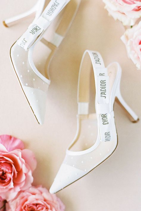 White Bridal Heels, Dior Slingback, Chanel Wedding, Winter Wedding Shoes, Wedding Shoes For Bride, Bride Heels, Elegant Wedding Shoes, Shoes For Bride, Designer Wedding Shoes