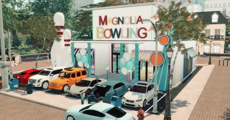 Sims 4 Bowling Alley, Magnolia Promenade, Sims House Design, Bowling Alley, Sims House, Have A Laugh, Sims Mods, Arcade Games, Bowling