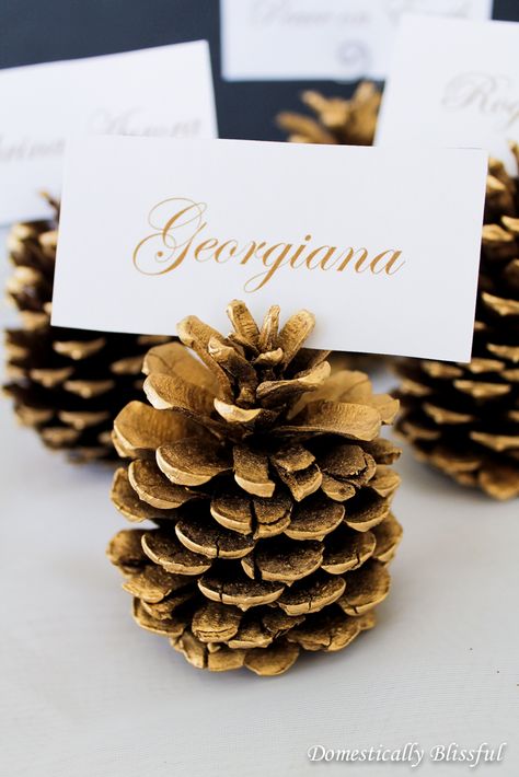 Pine Cone Place Card Holder, Diy Thanksgiving Place Cards, Pine Cone Wedding, Thanksgiving 2024, Diy Pinecone, Diy Thanksgiving, Pine Cone Decorations, Cones Crafts, Thanksgiving Table Settings