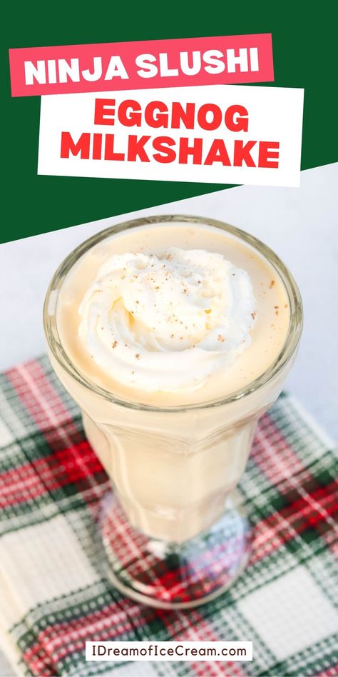 Learn how to make a delightful Christmas treat in your Ninja slushi with this easy eggnog milkshake recipe! We love how easy it is to whip up this dessert. Ninja Slushie Frappe, Ninja Frozen Drink Recipes, Ninja Slushie Milkshake Recipes, Ninja Slushie Recipes Christmas, Ninja Slushie Machine, Ninja Creami Deluxe Slushie Recipes, Ninja Slushie Recipes Alcohol, Ninja Creami Milkshake Recipe, Ninja Creami Slushie Recipes