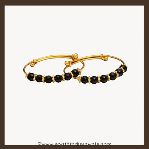 22K Gold Black Bead Bangles, Gold Bangle Designs, Gold Baby Bangles Designs, Gold Adjustable Baby Bangles. Bangle Designs Gold, Gold Bangle Designs, Kids Gold Jewellery, Baby Bracelet Gold, Baby Jewelry Gold, Kids Bangles, Kids Gold Jewelry, Gold Bangles Indian