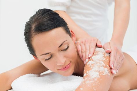 Full body exfoliation has so many benefits for you - read about the top 3 reasons you need to book your spa appointment for it here! Full Body Exfoliation, Massage Center, Good Healthy Snacks, Salt Scrub, Diy Beauty Hacks, Spa Massage, Female Photographers, Healthy Snacks For Kids, Spa Treatments