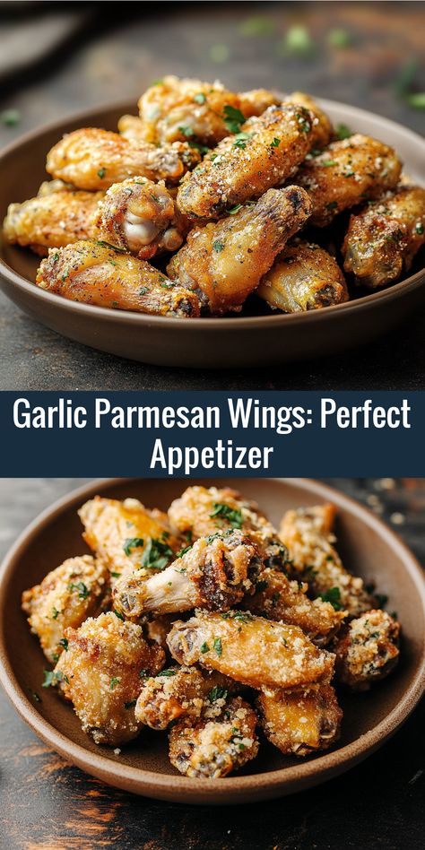 Serve up the perfect appetizer with these garlic parmesan wings. Crispy, cheesy, and full of flavor! Mellow Mushroom Cloud 9 Wings Recipe, Garlic Veggies, Garlic Parmesan Wings Recipe, Parmesan Wings Recipe, Wings Crispy, Garlic Wings, Parmesan Wings, Garlic Parmesan Wings, Garlic Parmesan Sauce