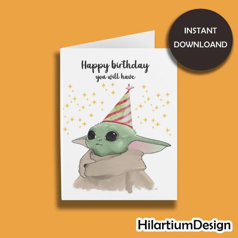 Baby Yoda Star Wars Birthday Card | Instant Download Birthday Card | Print at home | Funny Birthday | Printable | PDF | Last minute Card DOWNLOADABLE, PRINTABLE BIRTHDAY CARD !! NOT A PHYSICAL ITEM Happy birthday you will have. • 5x7 inches • Instant Download PDF - JPG files Please feel free to contact me if you have any questions or concerns about your order. Thank you !! :) Yoda Birthday Cards, Baby Yoda Birthday, Yoda Card, Yoda Birthday, Happy Birthday Baby, Birthday Cards For Women, Star Wars Birthday, Card Print, Star Wars Yoda