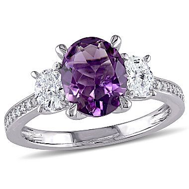 FREE SHIPPING AVAILABLE! Buy 5/8 CT. T.W. Purple Amethyst 14K Gold Engagement Ring at JCPenney.com today and enjoy great savings. Available Online Only! Jewellery Wardrobe, Diamond Three Stone Ring, Unique Engagement Ring Settings, 14k Gold Engagement Ring, Bracelet Tennis, 3 Stone Engagement Rings, Amethyst And Diamond Ring, Flower Engagement Ring, Sapphire Engagement Ring Blue