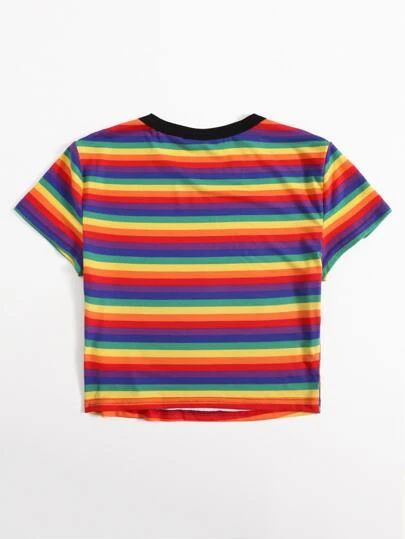 Rainbow Striped Shirt, Blue Mittens, Printed Tee Women, Funny Cartoon Gifs, Design Clothes, Cartoon Gifs, Women T Shirts, Print Tee, Basic Outfits