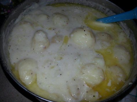 New Potatoes in Gravy Side Meals, Boiling Potatoes, Impressive Dessert, Remembering Mom, How To Make Potatoes, Impressive Desserts, Stick Butter, New Potatoes, Stewed Potatoes