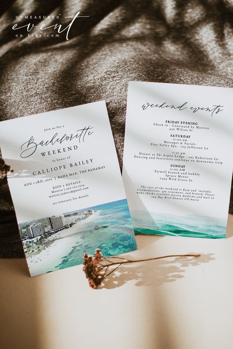 Tropical Bachelorette, Bachelorette Weekend Invitations, Tropical Birthday Party, Anniversaire Diy, Bachelorette Invitation, Tropical Birthday, Bachelorette Invitations, Birthday Party Invitation Templates, Itinerary Template