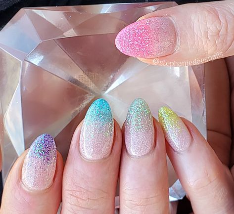 Rainbow Glitter Ombre Nails, Ombre Nails Pastel, Rainbow Tips, Glitter Ombre Nails, Pride Nails, Nails Pastel, Nails Sparkle, Ombre Nails Glitter, Rainbow Nails