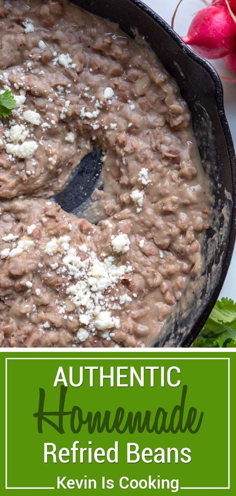 Make these ultra-simple thick, creamy refried beans to elevate your next meal. They’re easy, inexpensive, and better than store-bought! Authentic Refried Beans, Mexican Refried Beans, Beans Mexican, Homemade Refried Beans, Refried Beans Recipe, Tacos Mexicanos, Mexican Dinner, Mexican Cooking, Hispanic Food