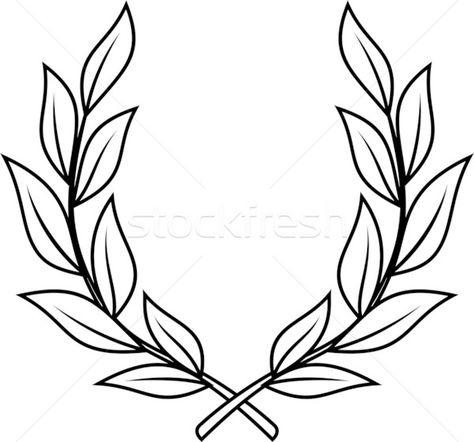 Laurel Wreath Vector Illustration Laurel Tattoo, Laurel Wreath Tattoo, Blatt Tattoos, Wreath Tattoo, Wreath Vector, Wreath Drawing, Greek Tattoos, Knee Tattoo, Laurel Wreath