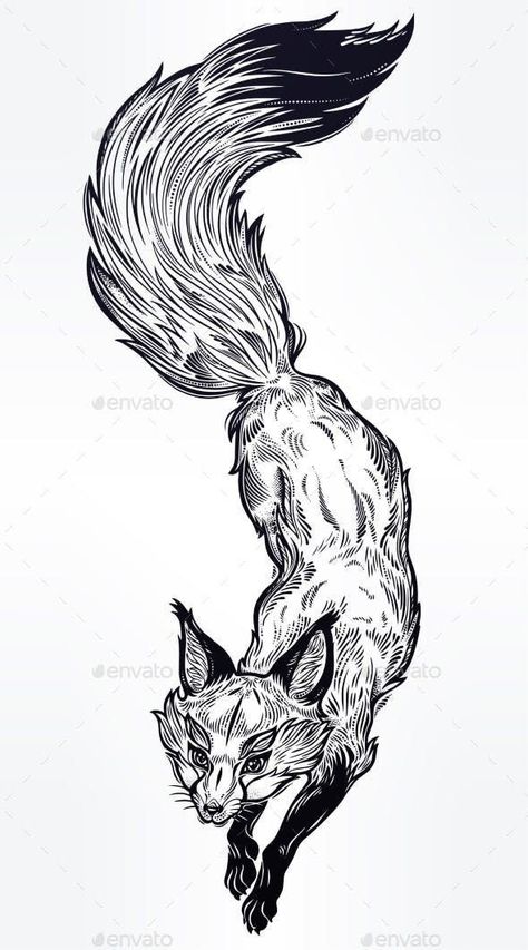 Fox Tattoo Men, Fox Tattoo Sketch, Small Fox Tattoo, Dark Mark Tattoos, Tatoo Dog, Fox Tattoos, Jumping Fox, Fox Tattoo Design, Dog Girl