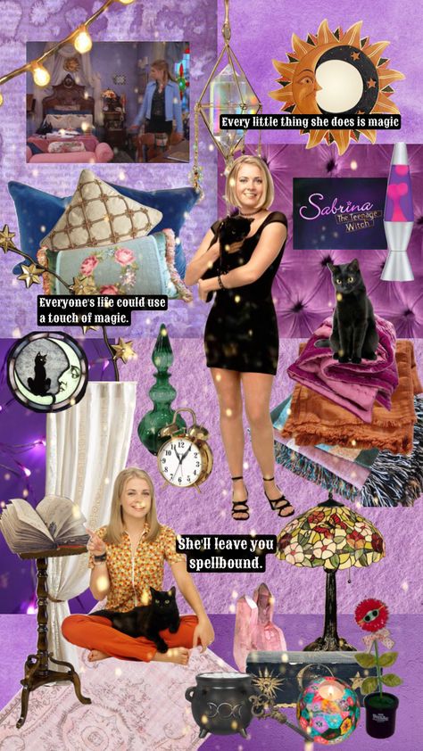 Sabrina The Teenage Witch Bedroom Aesthetic, Sabrina The Teenage Witch And Salem, Witch Movies Aesthetic, Sabrina The Teenage Witch Room, 90s Witch Bedroom, Sabrina Spellman Room Aesthetic, Sabrina The Teenage Witch Tattoo, Sabrina Spellman Aesthetic 90s, Whimsigothic Aesthetic 90s