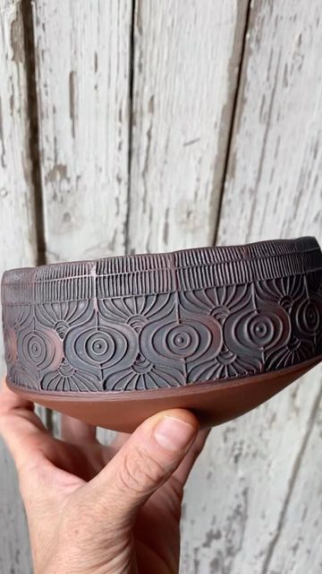 Sara Pike Pottery, Sarah Pike Pottery, Cement Stamps, Texture Stamps, Carved Pottery, Interesting Shapes, Pottery Lessons, Clay Stamps, Ceramic Texture