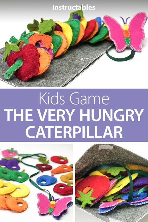 Felt Crafts Kids, Felt Games, Baby Mobil, Idee Cricut, Diy Kids Toys, Kids Game, The Very Hungry Caterpillar, Felt Food, Eric Carle