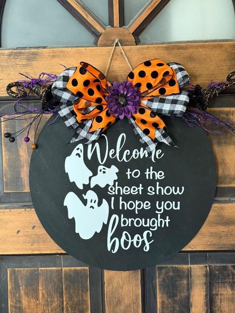 18x18 custom Door Hanger Custom Door Hangers, Halloween Door Hanger, Decorating House, Door Hangers Diy, Newnan Ga, Halloween Door Hangers, Hanger Diy, Boo Basket, Diy Wooden Projects