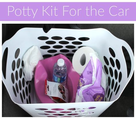 Potty kit for car - such a good idea for traveling! Summer With Kids, Road Trip Necessities, Travel Potty, Potty Training Girls, Tips For Summer, Toddler Potty, Kids Potty, Obx Vacation, Potty Time