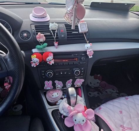 #hellokittycollection #sanrio #explore Sanrio Car Interior Ideas, Anime Car Interior Ideas, Sanrio Car Aesthetic, Car Decorations Interior Hello Kitty, Pastel Car Interior, Sanrio Car Interior, Sanrio Car Decor, Kuromi Car Accessories, Sanrio Car Accessories