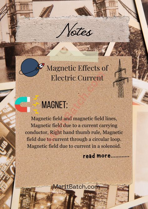 Magnetic Effects of Electric Current Class 10 Notes Science Chapter 13 – Merit Batch Magnetic Effects Of Electric Current Notes, Electric Current Notes, Electricity Class 10 Notes, Magnetic Effects Of Electric Current, Class 10 Science Notes, Ncert Class 10, Class 10 Notes, Notes Science, Class 10 Science