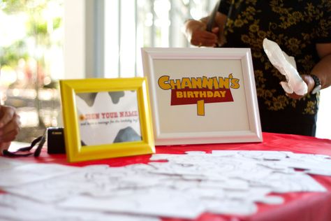 Channin's First Birthday | CatchMyParty.com Toy Story Guest Book, Toy Story Birthday Party Ideas, Story Birthday, Toy Story Birthday Party, Cowboy Party, Birthday Toys, Toy Story Birthday, Toy Story Party, Birthday Sign