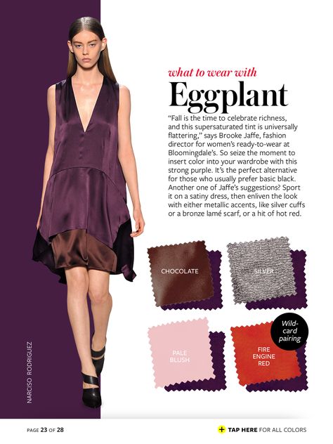 eggplant + chocolate/silver/pale blush/fire engine red Instyle Color Crash Course, Colour Combinations Fashion, Color Combos Outfit, Color Combinations For Clothes, Cool Winter, Eggplant Color, Amal Clooney, Wardrobe Planning, Color Pairing