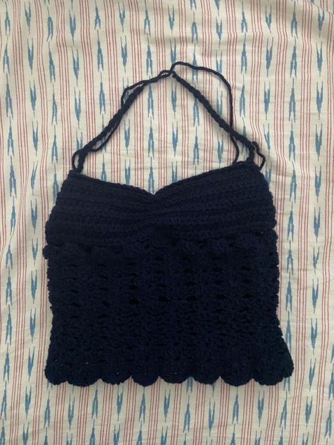 Rouched navy blue halter top||crochet Navy Crochet Top, Halter Top Crochet, Navy Blue Crochet, Blue Halter Top, Blue Crochet, Crochet Halter, Crochet Halter Tops, Crocheted Item, Halter Neck