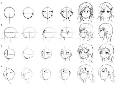 Anime Face Drawing, 얼굴 드로잉, Drawing Tutorial Face, Drawing Tutorials For Beginners, Anime Tutorial, 얼굴 그리기, Manga Drawing Tutorials, Drawing Heads, Creative Drawing Prompts