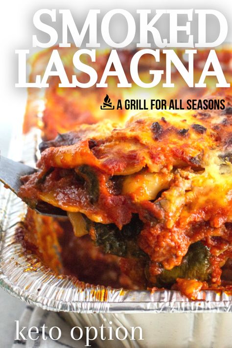 Lasagna On The Smoker, Casseroles On The Smoker, Smoker Lasagna, Sunday Smoker Ideas, Smoked Meal Ideas, Traeger Lasagna, Smoker Recipes For A Crowd, Cold Smoker Recipes, Smoked Food Ideas