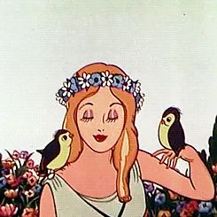 This sweet flower-crowned girl is a really good friends of birds. Like her, there are sweet and graceful... The Goddess Of Spring, Goddess Of Spring, The Goddess, Iceland, A Woman, Trees, Birds, Flowers