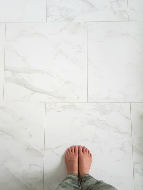 Marble Tile Bathroom Floor, Carrera Marble Bathroom, Carrara Bathroom, Carrara Marble Floor, Carrara Marble Bathroom, Marble Porcelain Tile, Carrara Tiles, Marble Bathroom Floor, Porcelain Tile Bathroom