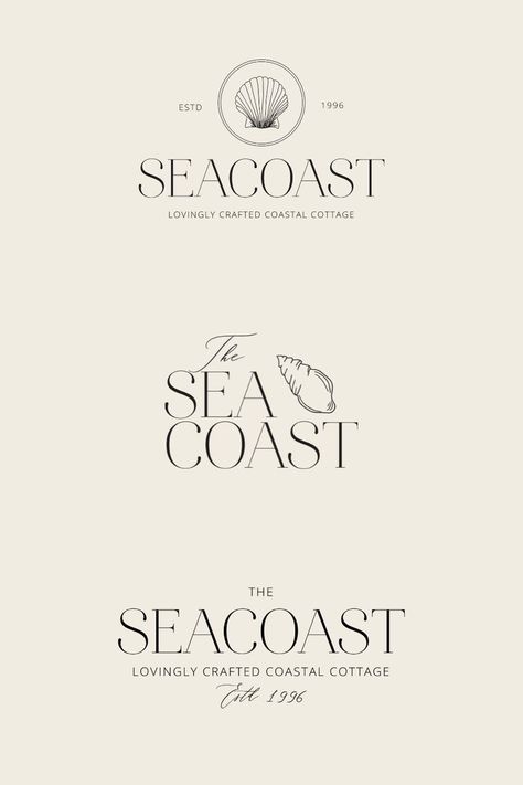 Heartfelt branding that captures the intimate charm of your venue. The Seacoast, weaves together the magic of the ocean breeze, the warmth of the sun, and unique love stories. Attract soulmates seeking a romantic “I Do." Elevate your wedding business with branding that speaks to their hearts. Coastal Logo Design, Sea Branding, Stone Branding, Seashell Logo, Coastal Branding, Beach Branding, Travel Logos, Ocean Logo, Coastal Wedding Venues