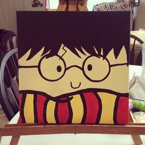 Harry potter acrylic canvas painting                                                                                                                                                                                 More Harry Potter Canvas Painting, Art Mini Toile, Citate Harry Potter, Kids Canvas Painting, Art Harry Potter, Harry Potter Painting, Lily Painting, Harry Potter Drawings, Kids Canvas