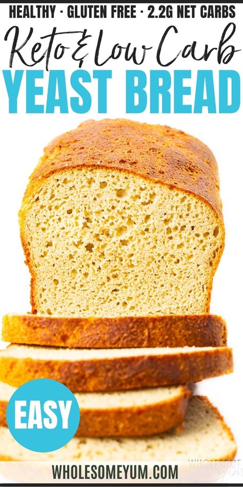 Keto Yeast Bread Recipe Easy Keto Bread Recipe, Keto Bread Recipe, Best Keto Bread, Lowest Carb Bread Recipe, Low Carb Low Fat Recipes, Yeast Bread Recipes, Baking Powder Uses, Keto Pancakes, Low Carb Low Sugar